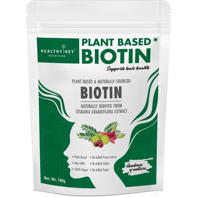 HealthyHey Nutrition Powder Organic Plant-based Biotin from Sesbania Extract - 100% Naturally Sourced - Hair Growth Formula - 100gram Powder