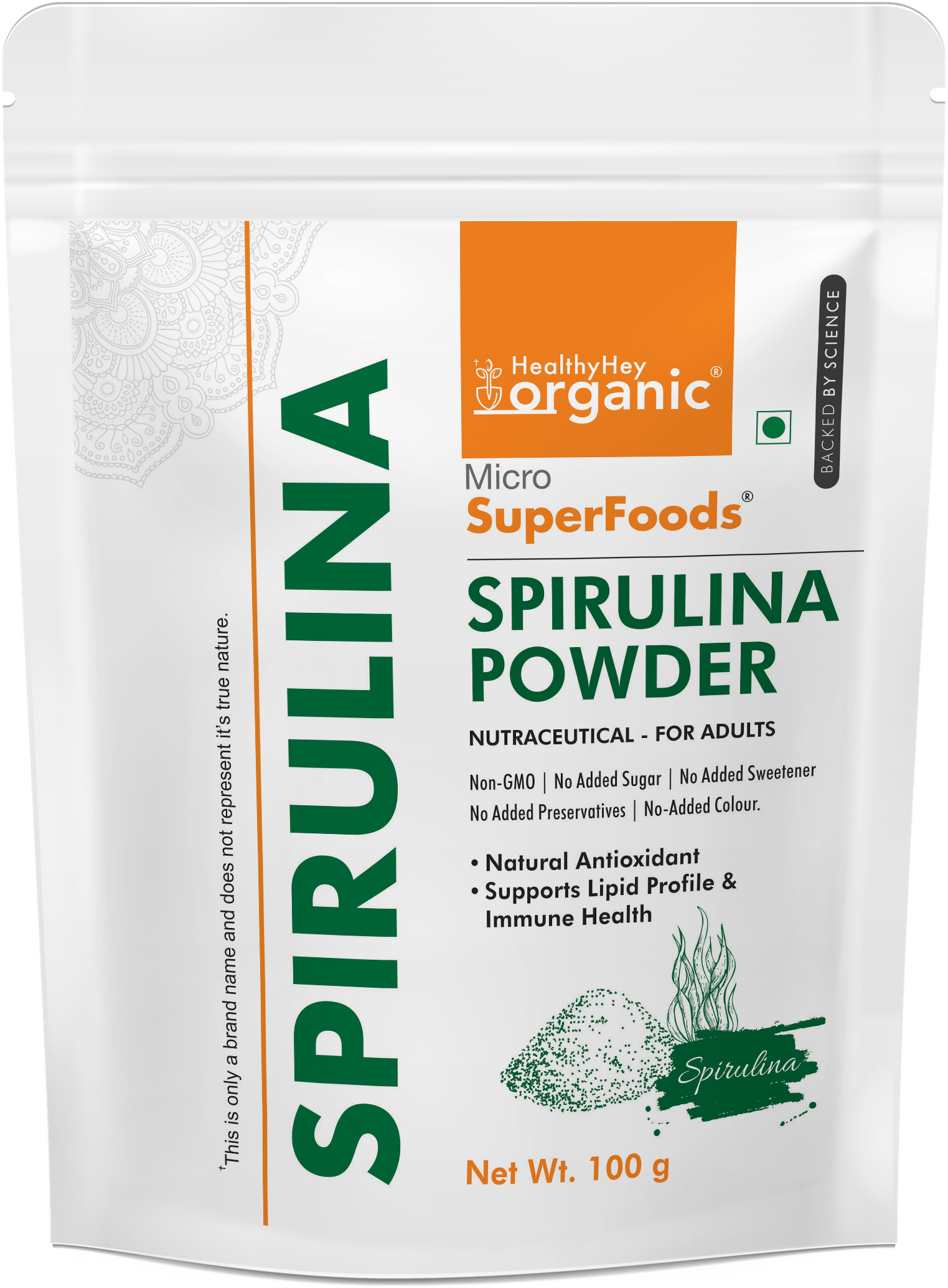 HealthyHey Nutrition Powder Organic Spirulina Powder Micro Superfoods, Rich in Protein, Vitamins & Minerals, 100 g