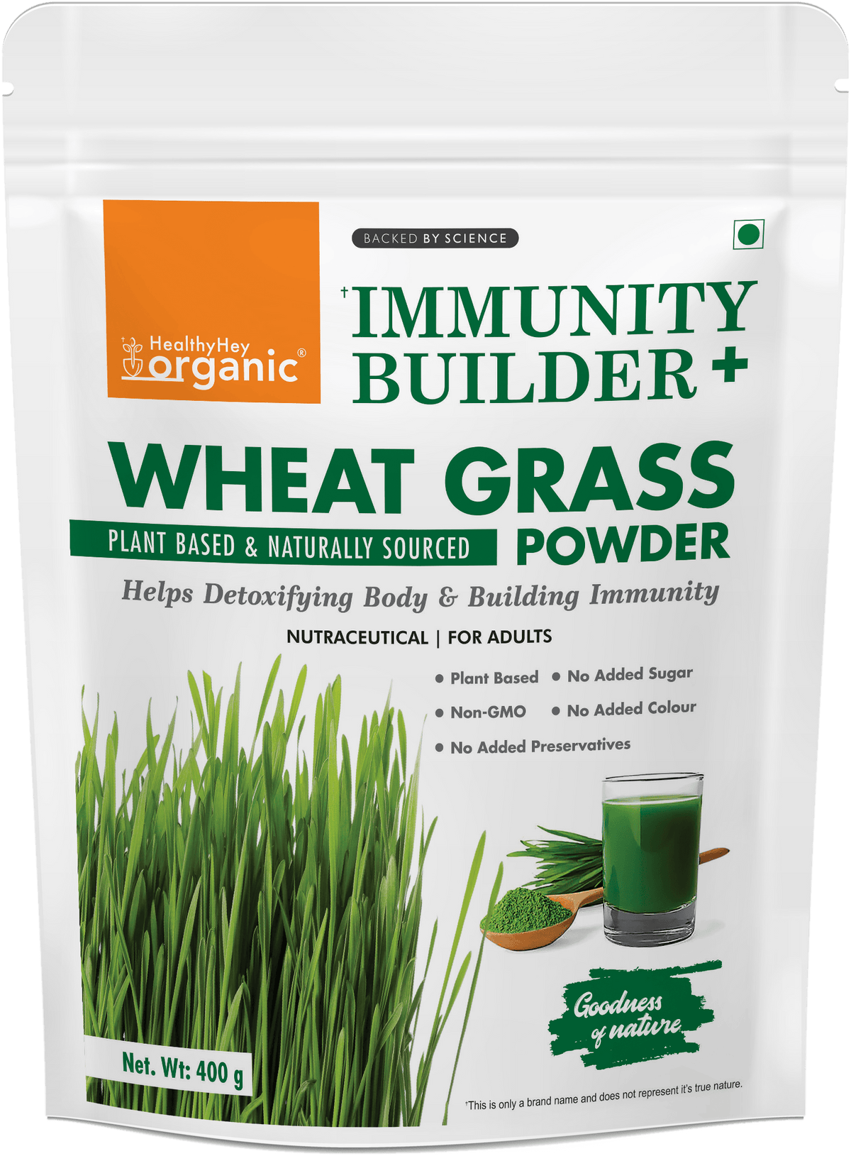 HealthyHey Nutrition Powder Organic Wheat Grass Powder | Builds Immunity & Detoxify Body | 400 gram