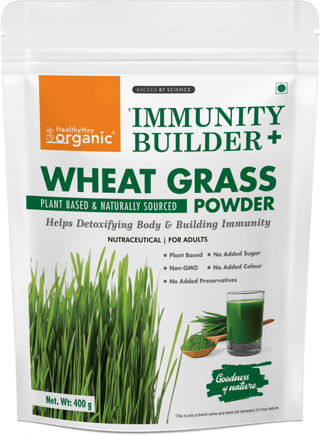 HealthyHey Nutrition Powder Organic Wheat Grass Powder | Builds Immunity & Detoxify Body | 400 gram
