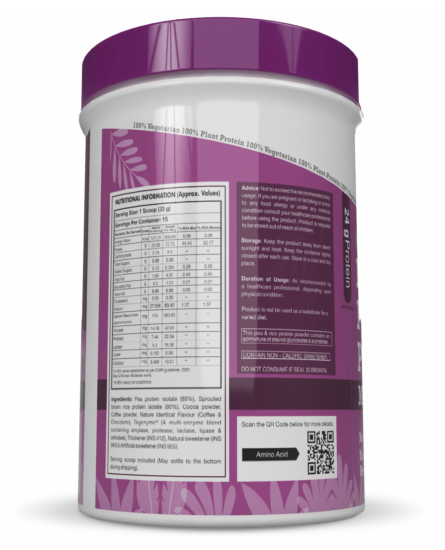 HealthyHey Nutrition Powder Plant Protein Powder, Protein - Low Net Carbs, Non Dairy, Gluten Free, Lactose Free, No Sugar Added, Soy Free, Non-GMO