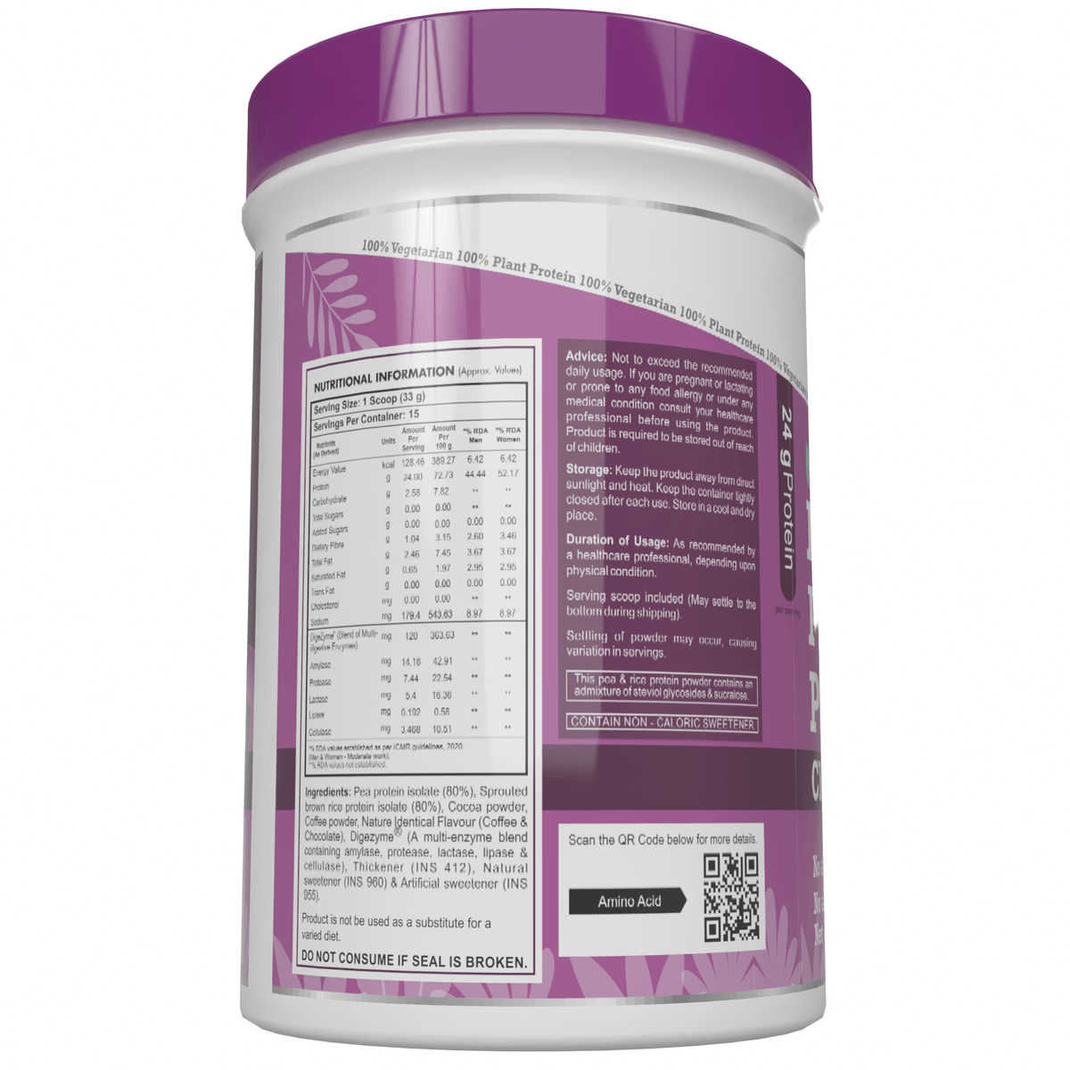 HealthyHey Nutrition Powder Plant Protein Powder, Protein - Low Net Carbs, Non Dairy, Gluten Free, Lactose Free, No Sugar Added, Soy Free, Non-GMO