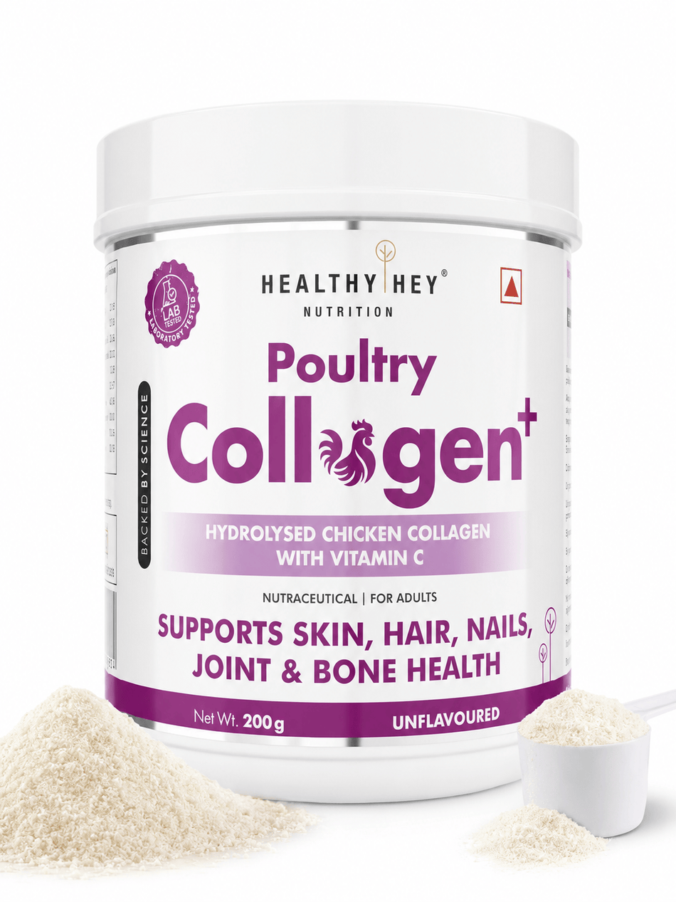 HealthyHey Nutrition Powder Poultry Collagen  Hydrolysed Chicken Collagen with Vitamin C Unflavoured 200g