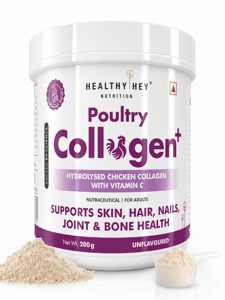 HealthyHey Nutrition Powder Poultry Collagen  Hydrolysed Chicken Collagen with Vitamin C Unflavoured 200g
