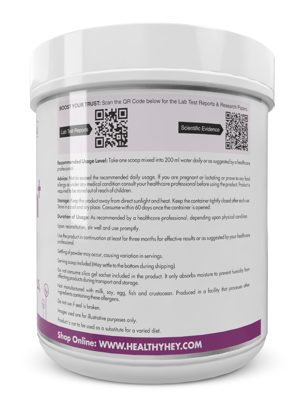 HealthyHey Nutrition Powder Poultry Collagen  Hydrolysed Chicken Collagen with Vitamin C Unflavoured 200g