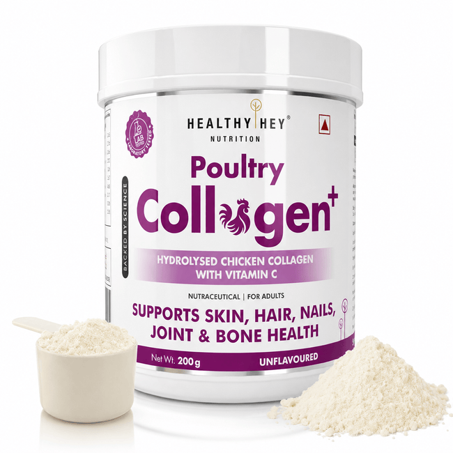 HealthyHey Nutrition Powder Poultry Collagen  Hydrolysed Chicken Collagen with Vitamin C Unflavoured 200g