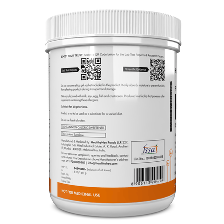 HealthyHey Nutrition Powder Psyllium Seed Husk  Isabgol Powder  Fizzy Orange Flavour 300g