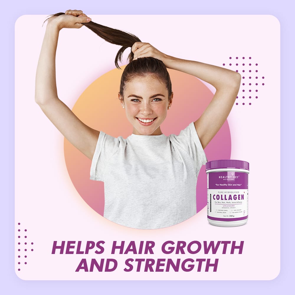 HealthyHey Nutrition Powder Pure Collagen Powder | Collagen Supplement for Glowing Skin | Pure Hydrolysed Collagen Powder for Women and Men | Unflavoured-250 gm