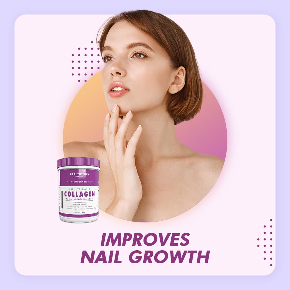 HealthyHey Nutrition Powder Pure Collagen Powder | Collagen Supplement for Glowing Skin | Pure Hydrolysed Collagen Powder for Women and Men | Unflavoured-250 gm
