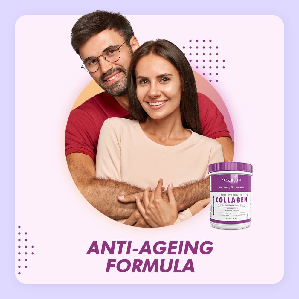 HealthyHey Nutrition Powder Pure Collagen Powder | Collagen Supplement for Glowing Skin | Pure Hydrolysed Collagen Powder for Women and Men | Unflavoured-250 gm
