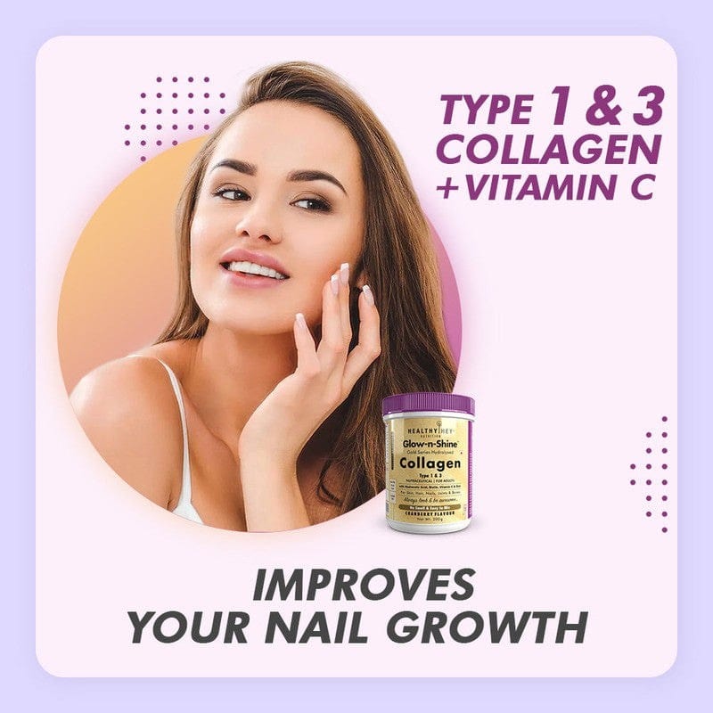 HealthyHey Nutrition Powder Skin Glow-n-Shine Collagen Powder 200g | Hydrolysed Collagen for Women and Men with Hyaluronic Acid, Biotin and Vitamin C for Healthy Skin, Hair and Nails