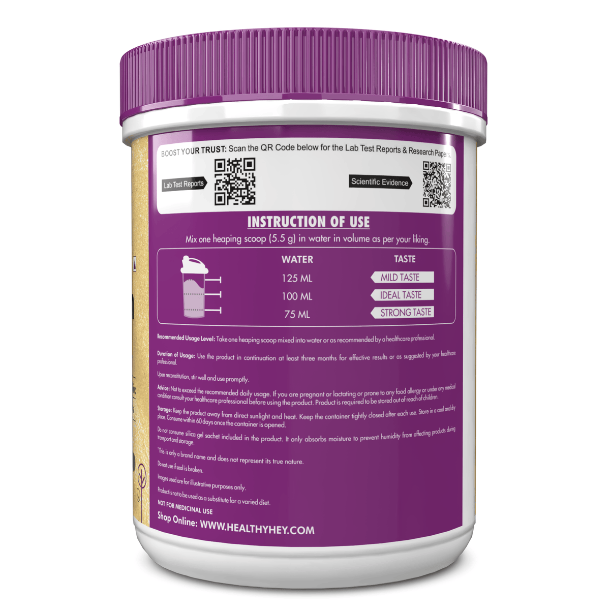 HealthyHey Nutrition Powder Skin Glow-n-Shine Collagen Powder 200g | Hydrolysed Collagen for Women and Men with Hyaluronic Acid, Biotin and Vitamin C for Healthy Skin, Hair and Nails