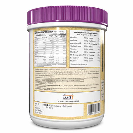 HealthyHey Nutrition Powder Skin Glow-n-Shine Collagen Powder 200g | Hydrolysed Collagen for Women and Men with Hyaluronic Acid, Biotin and Vitamin C for Healthy Skin, Hair and Nails