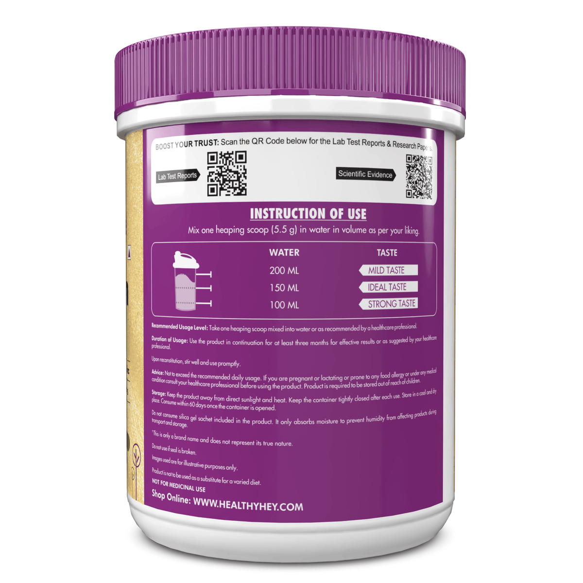 HealthyHey Nutrition Powder Skin Glow-n-Shine Collagen Powder 200g | Hydrolysed Collagen for Women and Men with Hyaluronic Acid, Biotin and Vitamin C for Healthy Skin, Hair and Nails