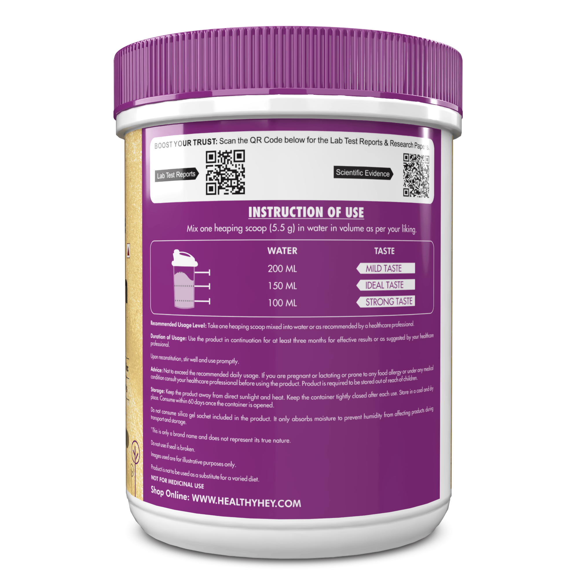 HealthyHey Nutrition Powder Skin Glow-n-Shine Collagen Powder 200g | Hydrolysed Collagen for Women and Men with Hyaluronic Acid, Biotin and Vitamin C for Healthy Skin, Hair and Nails