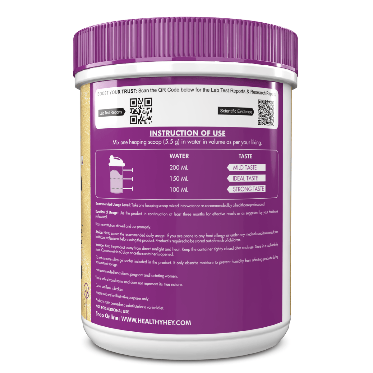 HealthyHey Nutrition Powder Skin Glow-n-Shine Collagen Powder 200g | Hydrolysed Collagen for Women and Men with Hyaluronic Acid, Biotin and Vitamin C for Healthy Skin, Hair and Nails