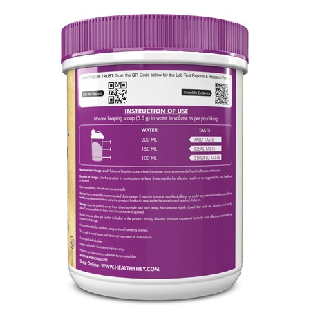 HealthyHey Nutrition Powder Skin Glow-n-Shine Collagen Powder 200g | Hydrolysed Collagen for Women and Men with Hyaluronic Acid, Biotin and Vitamin C for Healthy Skin, Hair and Nails