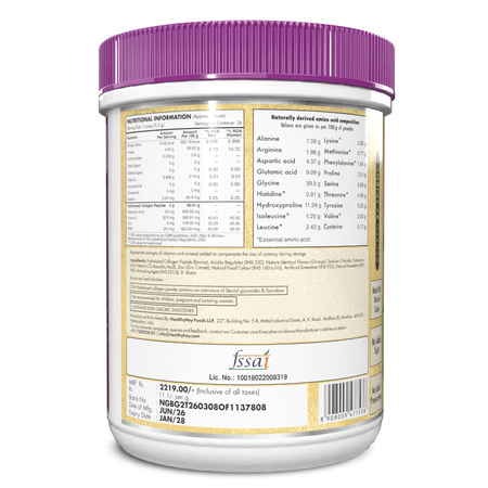 HealthyHey Nutrition Powder Skin Glow-n-Shine Collagen Powder 200g | Hydrolysed Collagen for Women and Men with Hyaluronic Acid, Biotin and Vitamin C for Healthy Skin, Hair and Nails