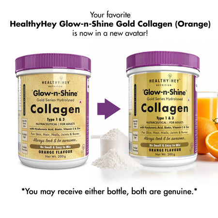 HealthyHey Nutrition Powder Skin Glow-n-Shine Collagen Powder 200g | Hydrolysed Collagen for Women and Men with Hyaluronic Acid, Biotin and Vitamin C for Healthy Skin, Hair and Nails