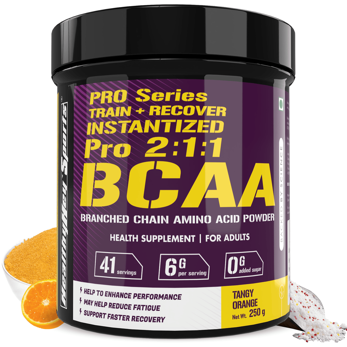 HealthyHey Nutrition Powder TANGY ORANGE / 250g BCAA Powder 2:1:1, Branched Chain Amino Acids, BCAAs, Tangy Orange, 41 Servings (Tangy Orange, 250 g)