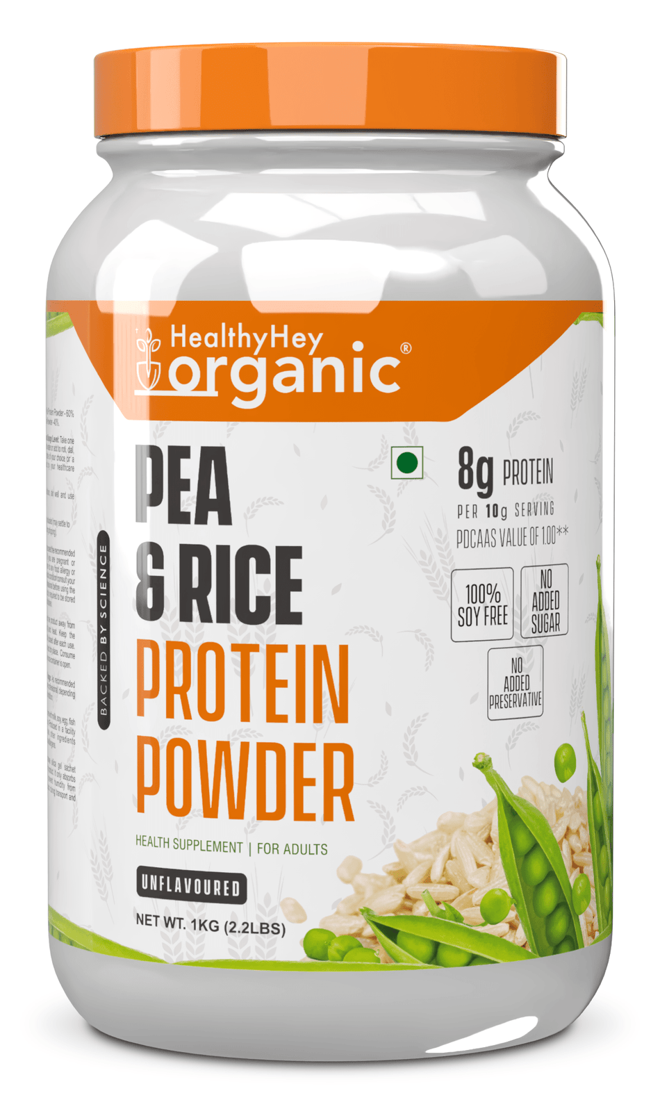 HealthyHey Nutrition Powder Unflavoured Pea & Brown Rice Protein Isolate - 100% Plant Protein Powder - (Unflavoured), 1 kg (Pack of 1)