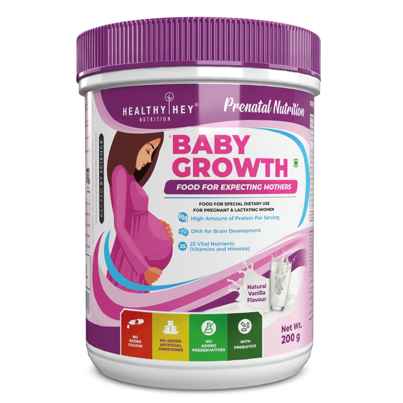 Prenatal Vitamin Supplement Shake for Expecting Mother BabyGrowth 200 gram All Natural Tastes Great- Vegetarian High Protein Prebiotics