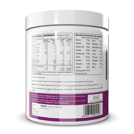 HealthyHey Nutrition Powder Veg Collagen Peptide -100gm | Supports Skin, Hair & Muscle Health
