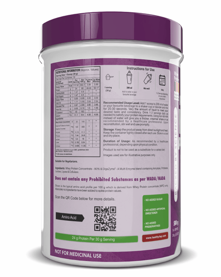 HealthyHey Nutrition Powder Whey Protein Concentrate - 80% Protein with Digestive Enzymes