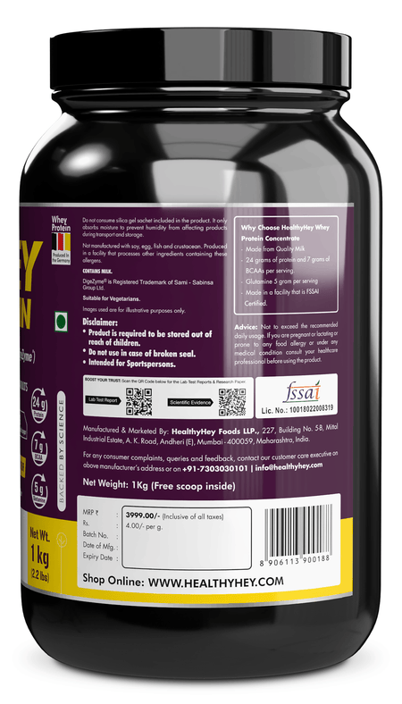 HealthyHey Nutrition Powder Whey Protein Concentrate - 80% Protein with Digestive Enzymes