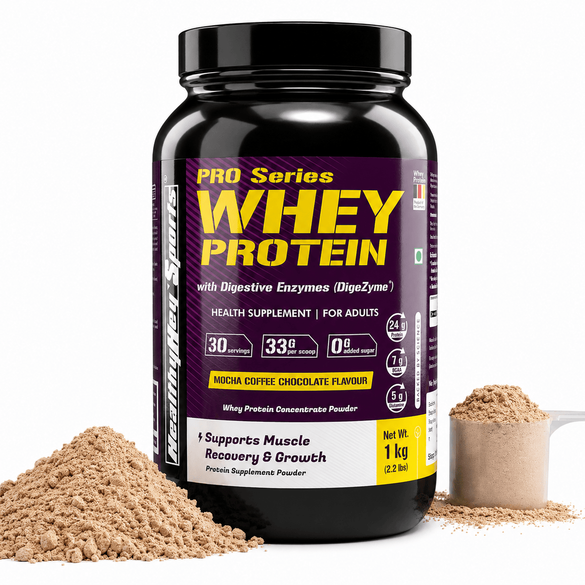HealthyHey Nutrition Powder Whey Protein Concentrate - 80% Protein with Digestive Enzymes