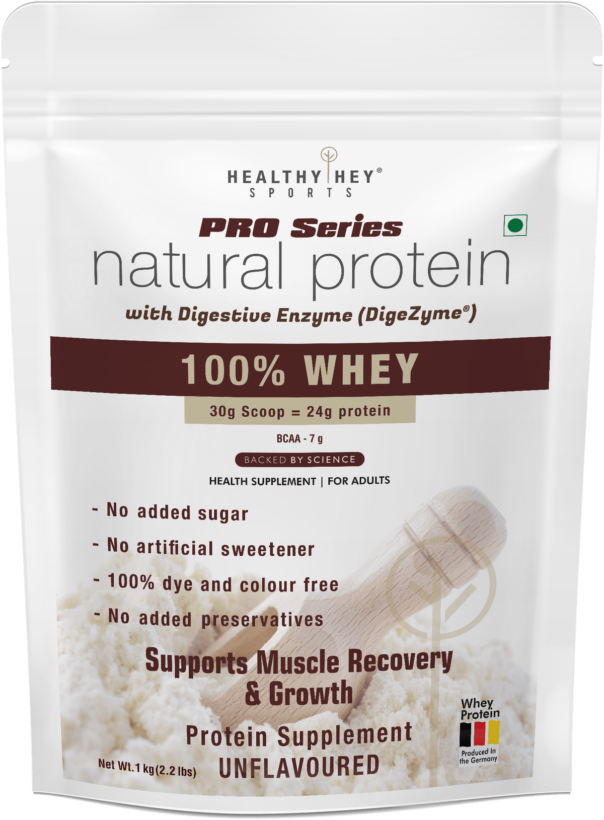 HealthyHey Nutrition Powder Whey Protein Concentrate - 80% Protein with Digestive Enzymes