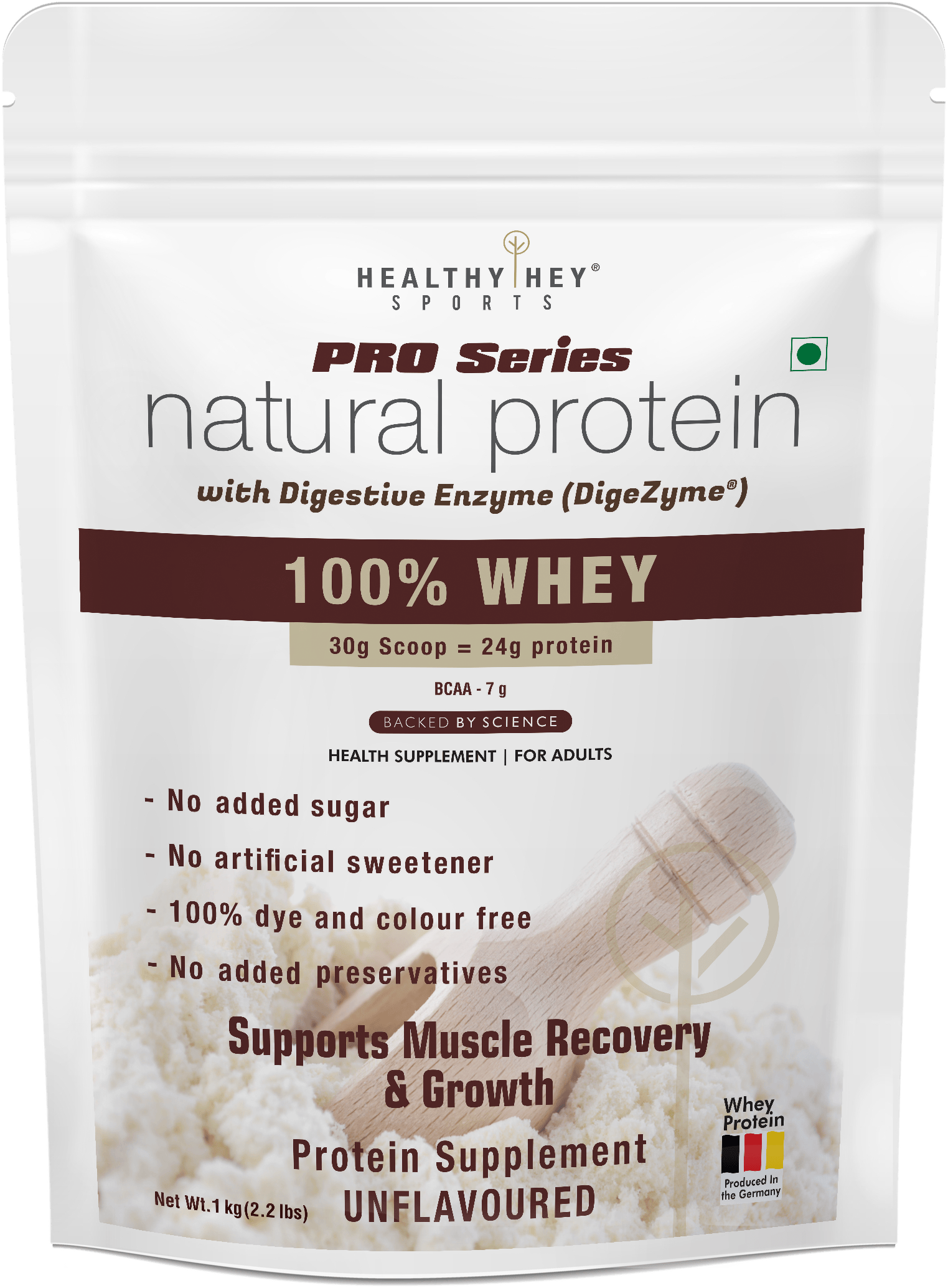 HealthyHey Nutrition Powder Whey Protein Concentrate - 80% Protein with Digestive Enzymes