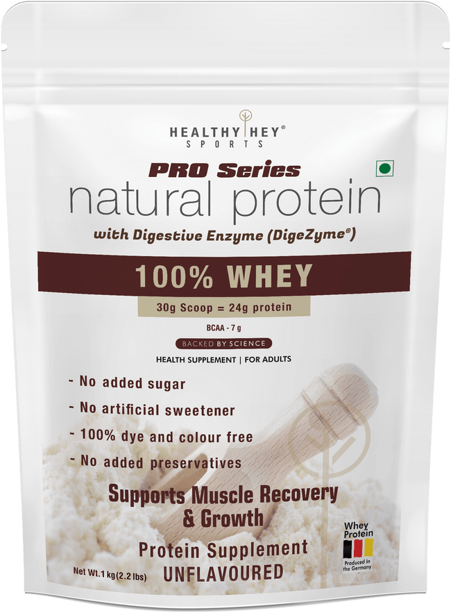 HealthyHey Nutrition Powder Whey Protein Concentrate - 80% Protein with Digestive Enzymes