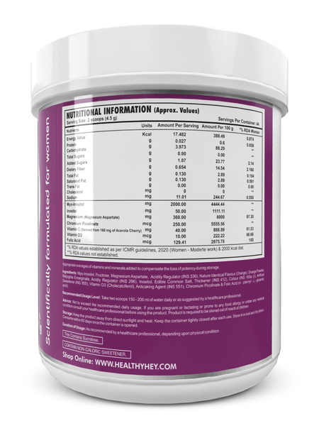 HealthyHey Nutrition Powder Woman Plus PCOS Balance Orange Flavour Powder 200g