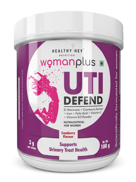 HealthyHey Nutrition Powder Woman Plus UTI, Supports Urinary Tract Health Defend Cranberry Flavour Powder 100g