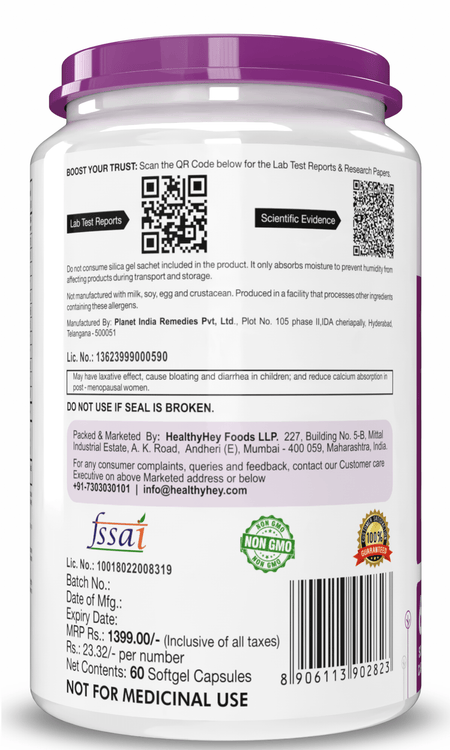 HealthyHey Nutrition Softgel Omega 3 Fish Oil , Support Heart, Brain, Skin, Hair & Eye Health 60 Softgel Capsules (600 EPA & 400 DHA)