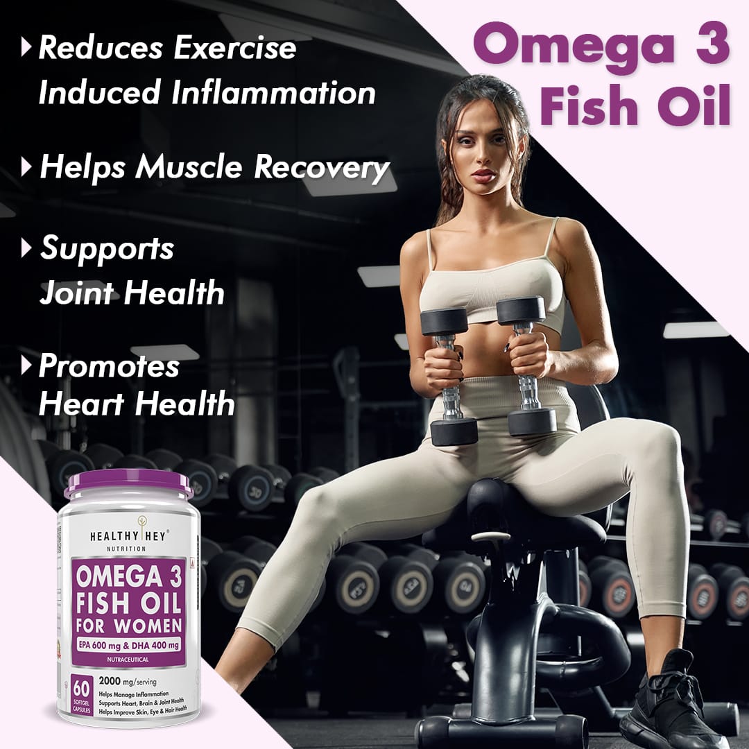 HealthyHey Nutrition Softgel Omega 3 Fish Oil , Support Heart, Brain, Skin, Hair & Eye Health  (600 EPA & 400 DHA)