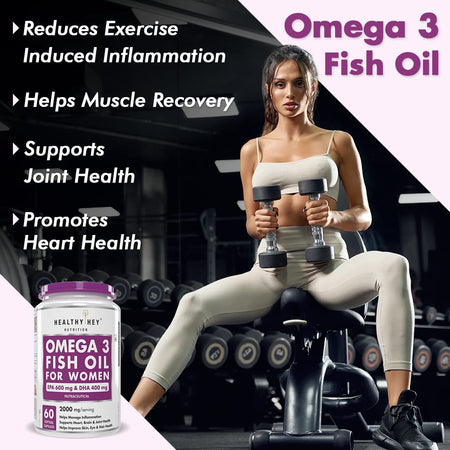 HealthyHey Nutrition Softgel Omega 3 Fish Oil , Support Heart, Brain, Skin, Hair & Eye Health  (600 EPA & 400 DHA)