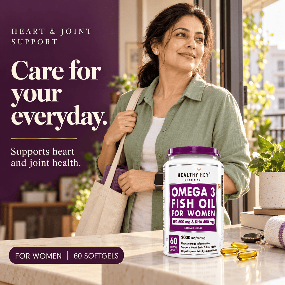 HealthyHey Nutrition Softgel Omega 3 Fish Oil , Support Heart, Brain, Skin, Hair & Eye Health  (600 EPA & 400 DHA)