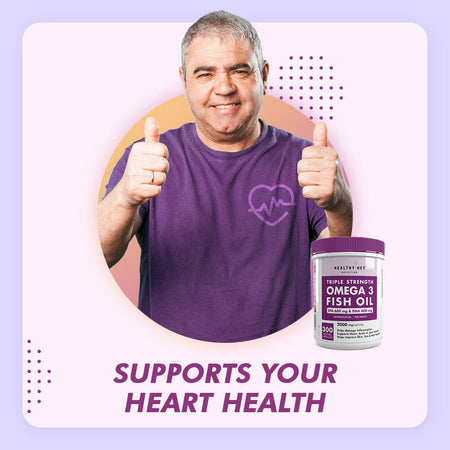 HealthyHey Nutrition Softgels Fish Oil - Omega 3, Support Heart,Brain skin, Hair & Eye Health (2000 Mg) Burpless - 60 Softgel (600 EPA & 400 DHA)