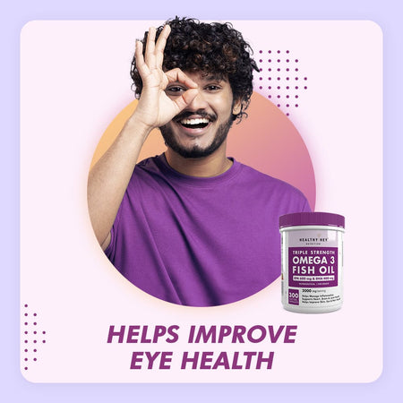 HealthyHey Nutrition Softgels Fish Oil - Omega 3, Support Heart,Brain skin, Hair & Eye Health (2000 Mg) Burpless - 60 Softgel (600 EPA & 400 DHA)