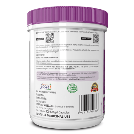 HealthyHey Nutrition Softgels Fish Oil - Omega 3, Support Heart,Brain skin, Hair & Eye Health (2000 Mg) Burpless (600 EPA & 400 DHA)