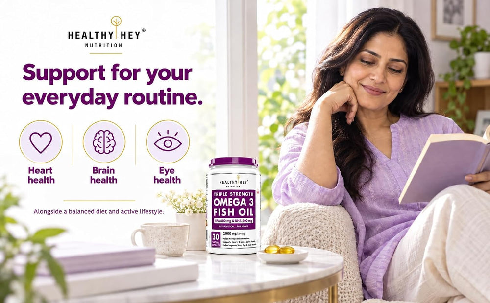 HealthyHey Nutrition Softgels HealthyHey Omega 3 Fish Oil | 2000 mg per 2 Softgels | EPA 600 mg + DHA 400 mg | Burpless