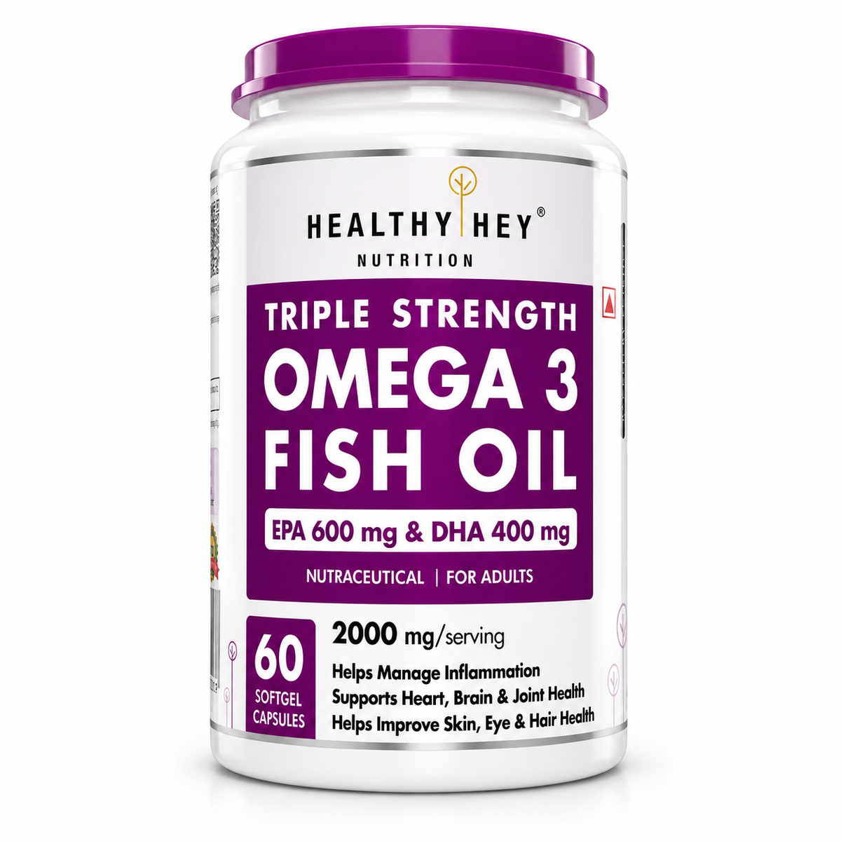 HealthyHey Omega 3 fish oil 60 softgels gallery image 01