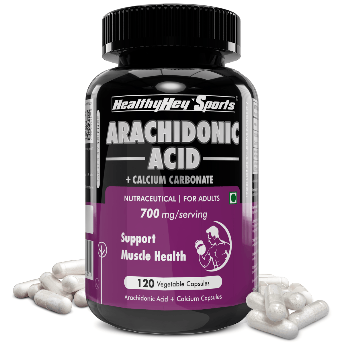 HealthyHey Sports Capsule Arachidonic Acid Plus Calcium Carbonate support musle health 120 veg capsules