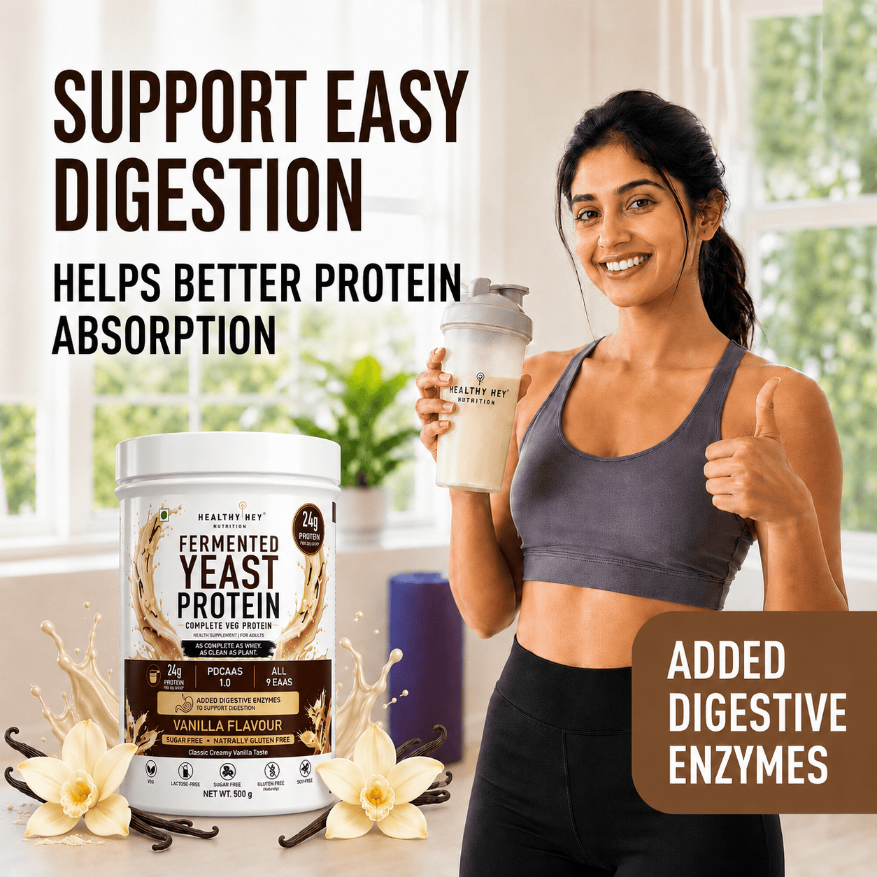 HealthyHey Sports Powder Fermented Yeast Protein Helps Muscle Protein Synthesis Supports Healthy - 32g Per Serving
