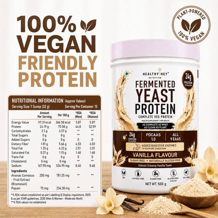 HealthyHey Sports Powder Fermented Yeast Protein Helps Muscle Protein Synthesis Supports Healthy - 32g Per Serving