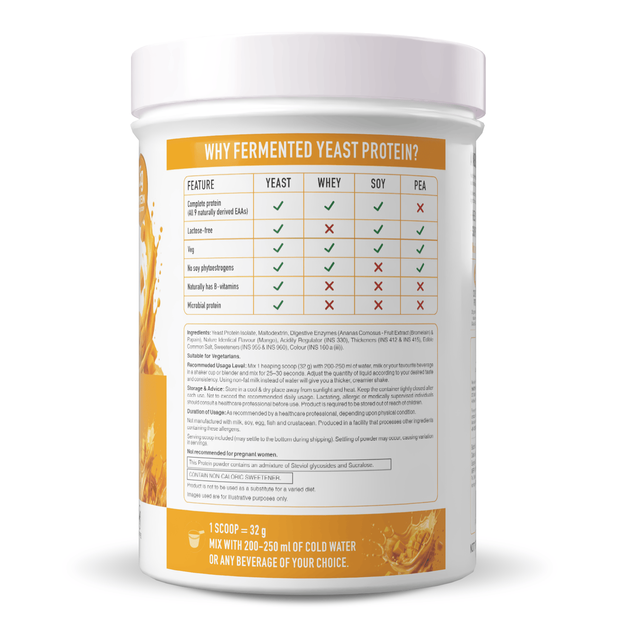 HealthyHey Sports Powder Fermented Yeast Protein Helps Muscle Protein Synthesis Supports Healthy - 32g Per Serving - 500g