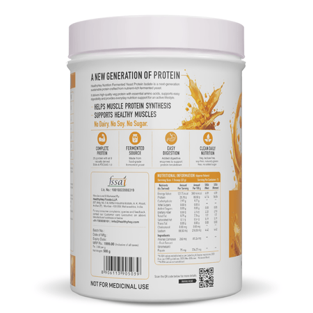 HealthyHey Sports Powder Fermented Yeast Protein Helps Muscle Protein Synthesis Supports Healthy - 32g Per Serving - 500g