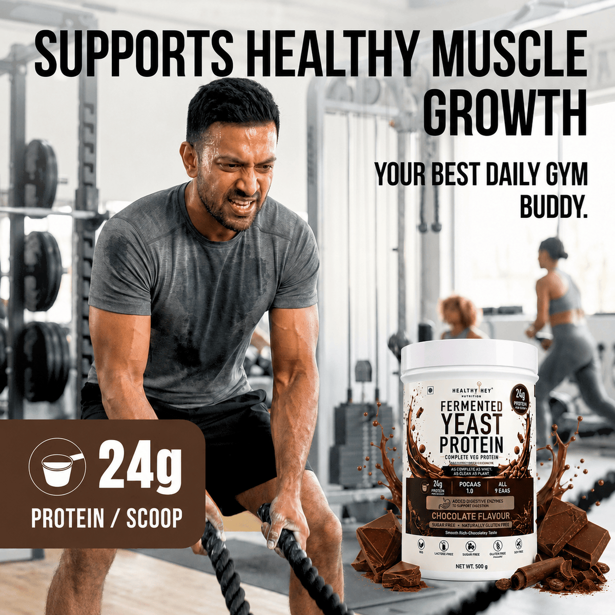 HealthyHey Sports Powder Fermented Yeast Protein Helps Muscle Protein Synthesis Supports Healthy - 500g